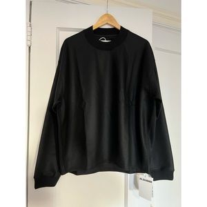 Jil Sander Melton Wool Black Crew Sweatshirt